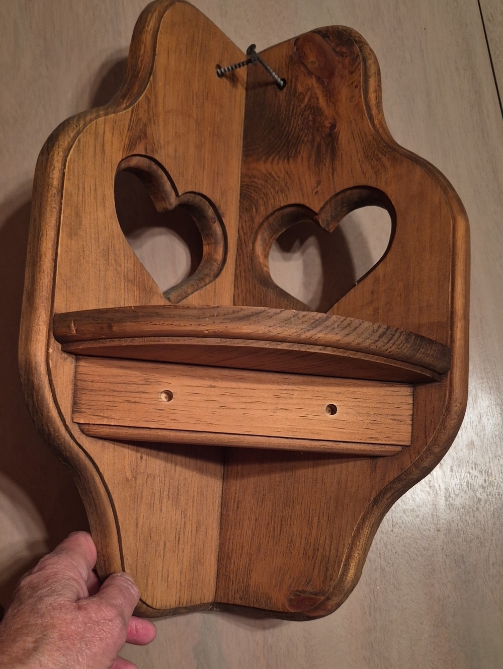 Vintage Pine Corner Wall Shelf Heart Craft Project